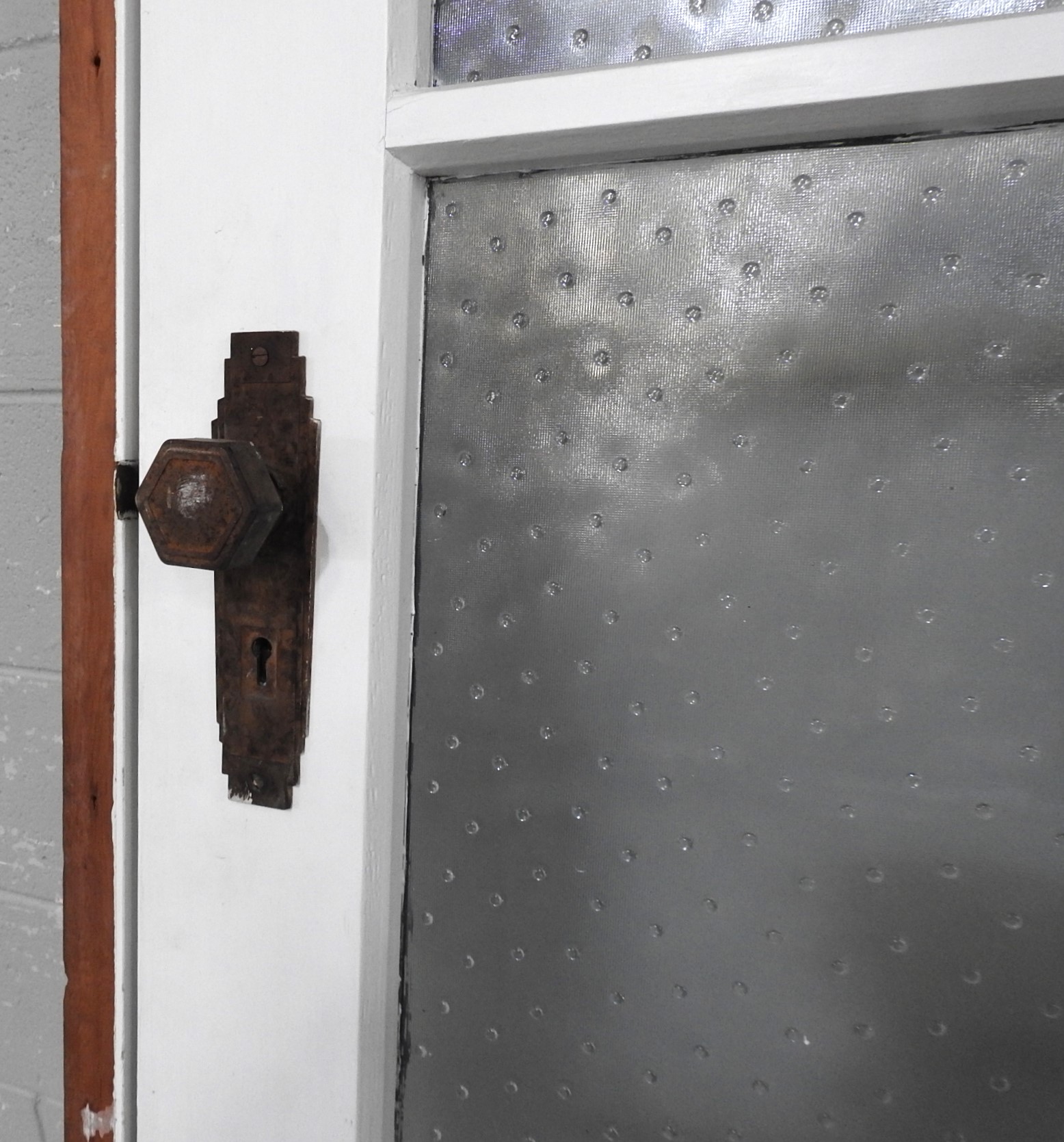 Narrow Wooden Exterior Entry Door Hung In Frame