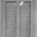 tall Silver pearl Aluminium French doors with awning window toplight
