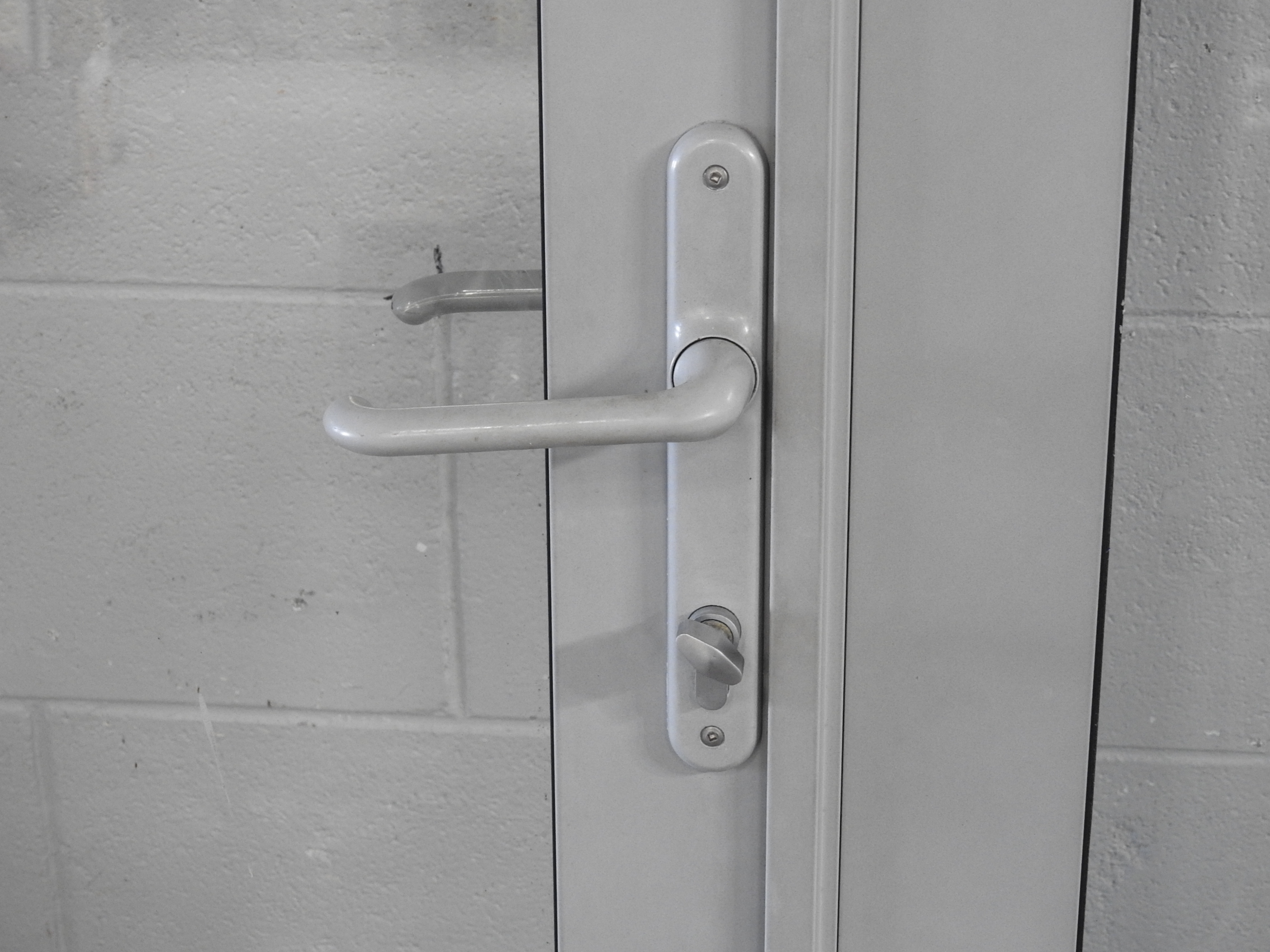 tall Silver pearl Aluminium French doors with awning window toplight