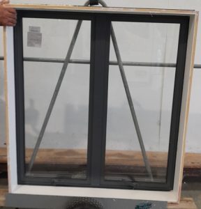 Denim blue double glazed twin awning window