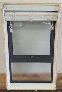 Denim blue double glazed aluminium awning window