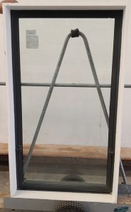 Denim blue double glazed aluminium awning window