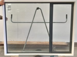 Denim blue double glazed awning window