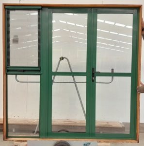 Forest green double glazed French doors