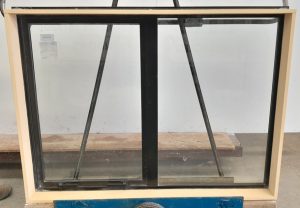 Black double glazed aluminium awning window