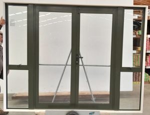 Karaka green aluminium French doors