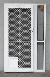 White Aluminium Entry Door With Sidelight