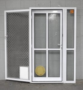 White Aluminium Entry Door With Sidelight