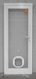 White Aluminium Entry Door With Pet Access-Way