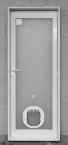 White Aluminium Entry Door With Pet Access-Way