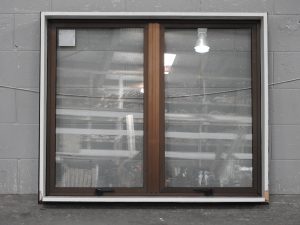 Bronze Aluminium Double Awning Window - Double Glazed