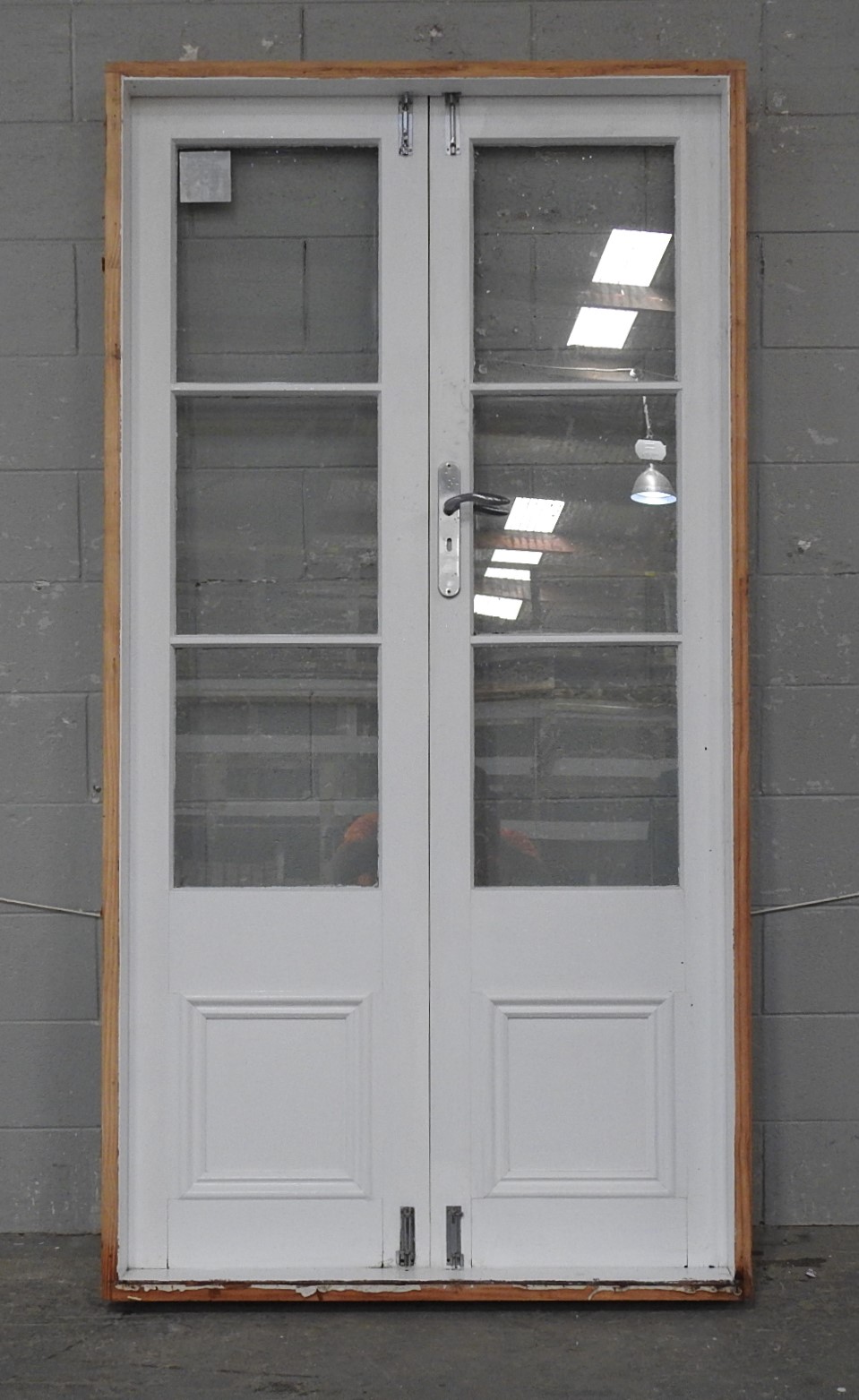 Villa Style Wooden French Doors Hung in Frame