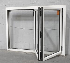 Off White Aluminium Bi-Fold Window - Opens Left To Right