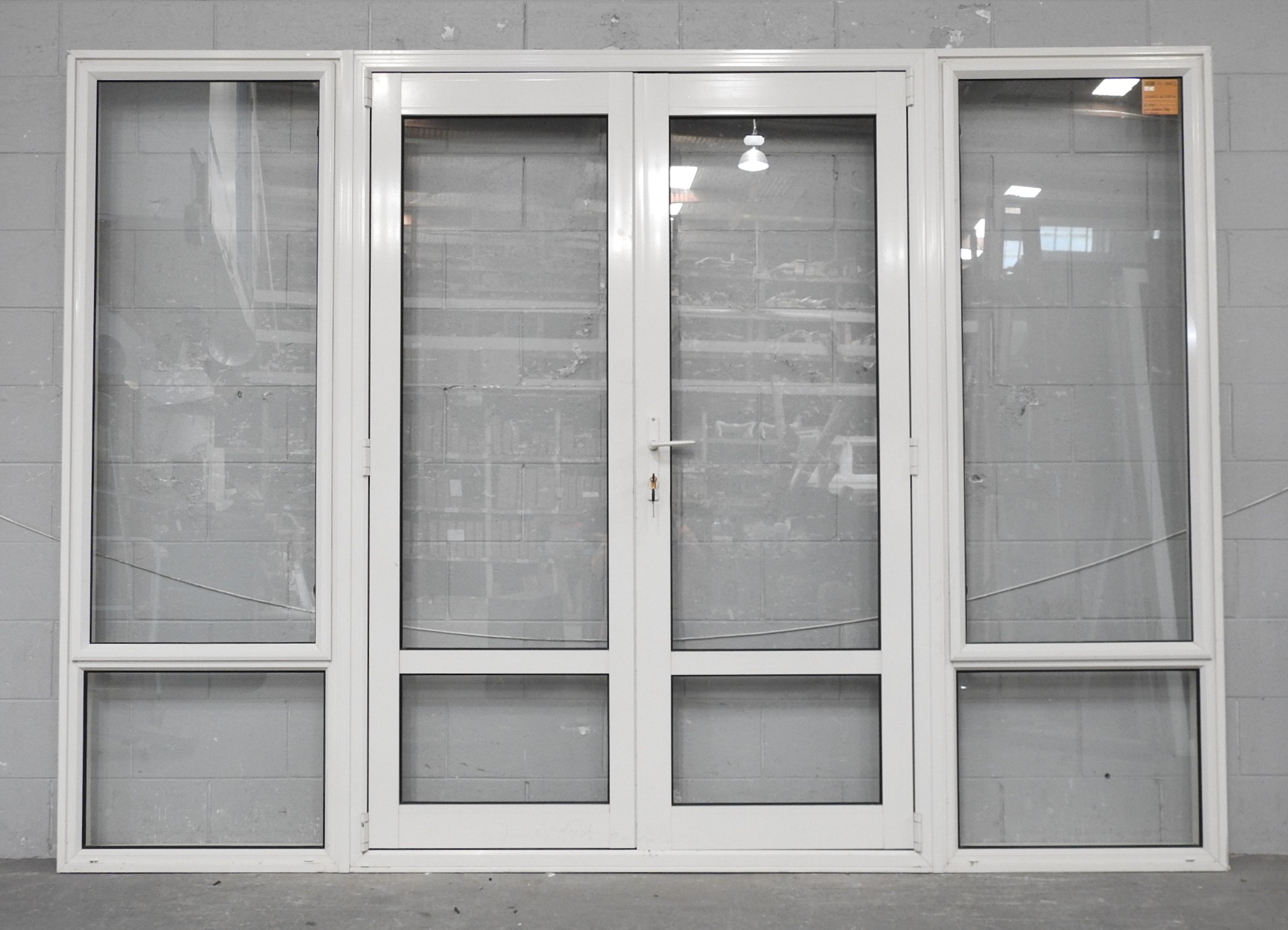 Off White Aluminium French Doors With Sidelights