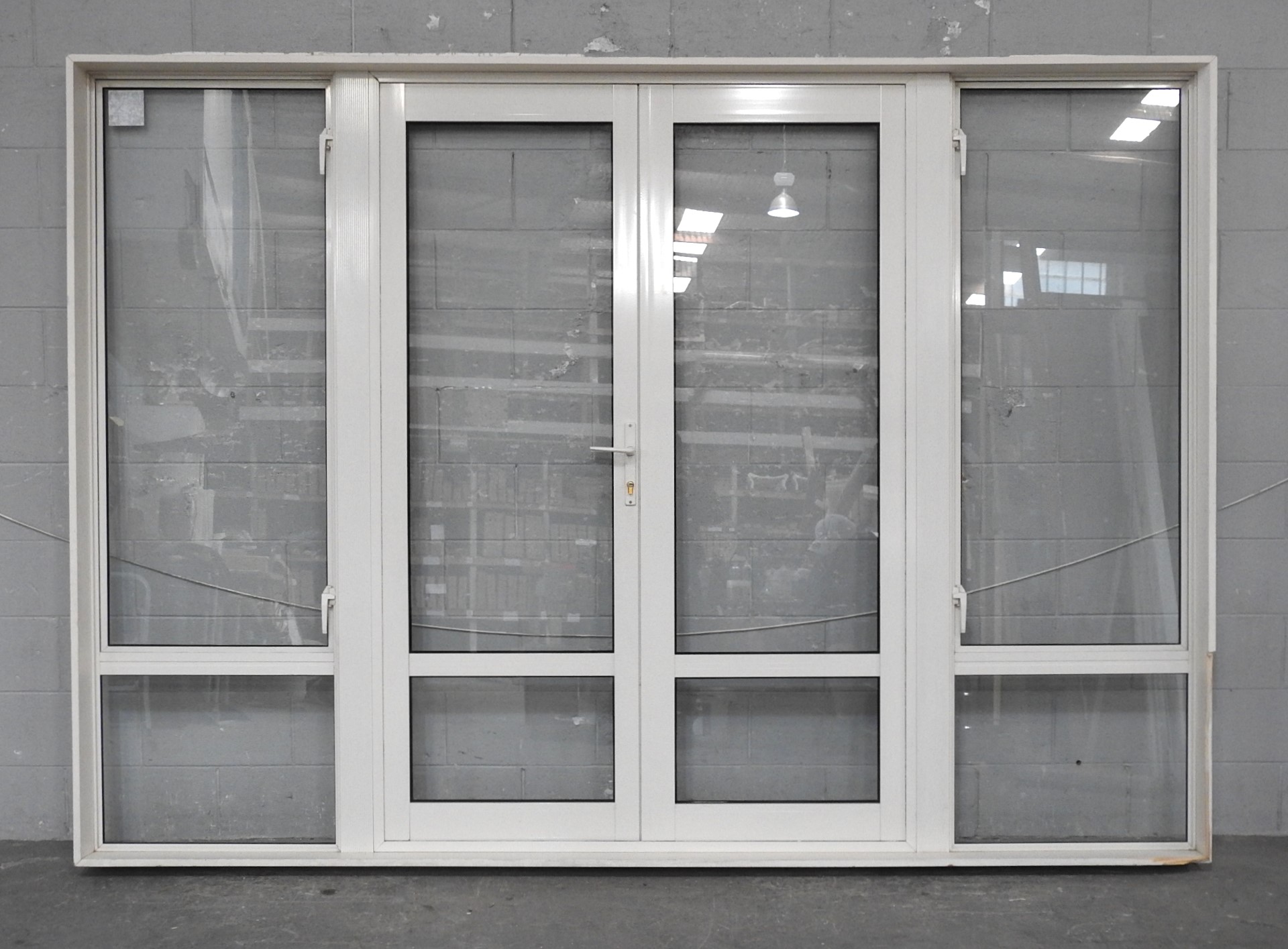 Off White Aluminium French Doors With Sidelights