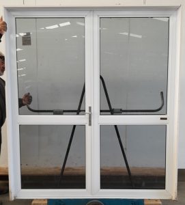 White aluminium French doors