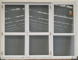 White aluminium French doors with window