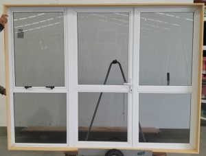 White aluminium French doors with window