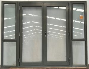 Karaka green aluminium French doors