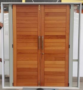 Mint green aluminium cedar door