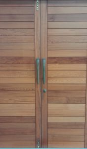 Mint green aluminium cedar door