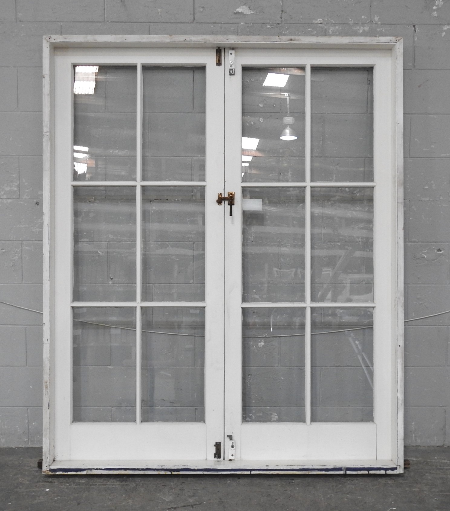 Wooden French 6-Light Doors Hung in Frame