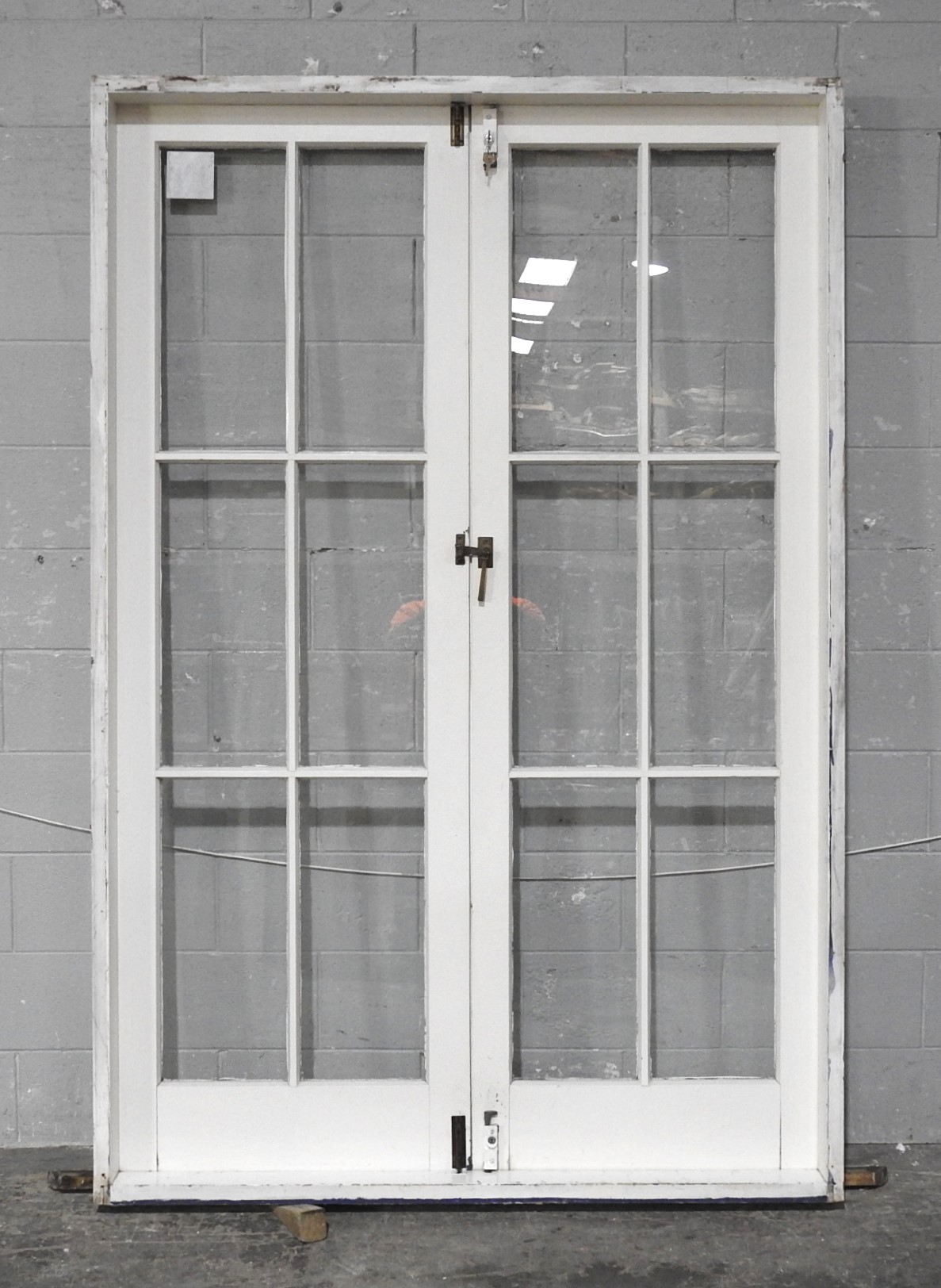 Wooden French 6-Light Doors Hung in Frame