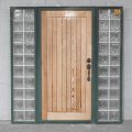 Permanent Green Frame w Cedar Door & Glass Block Sidelights
