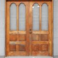 Villa Style Wooden 6-Panel Double Entrance Doors in Frame