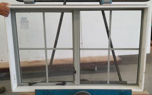 Colonial style mint green aluminium awning window