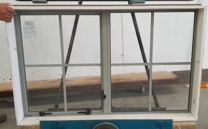 Colonial style mint green aluminium awning window