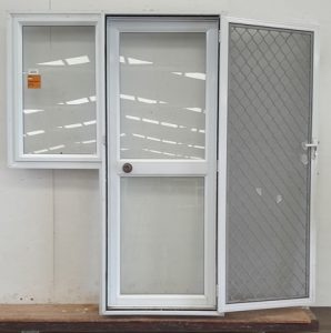 White aluminium door with side window