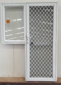 White aluminium door with side window