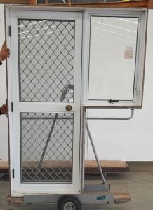 White aluminium door with side window