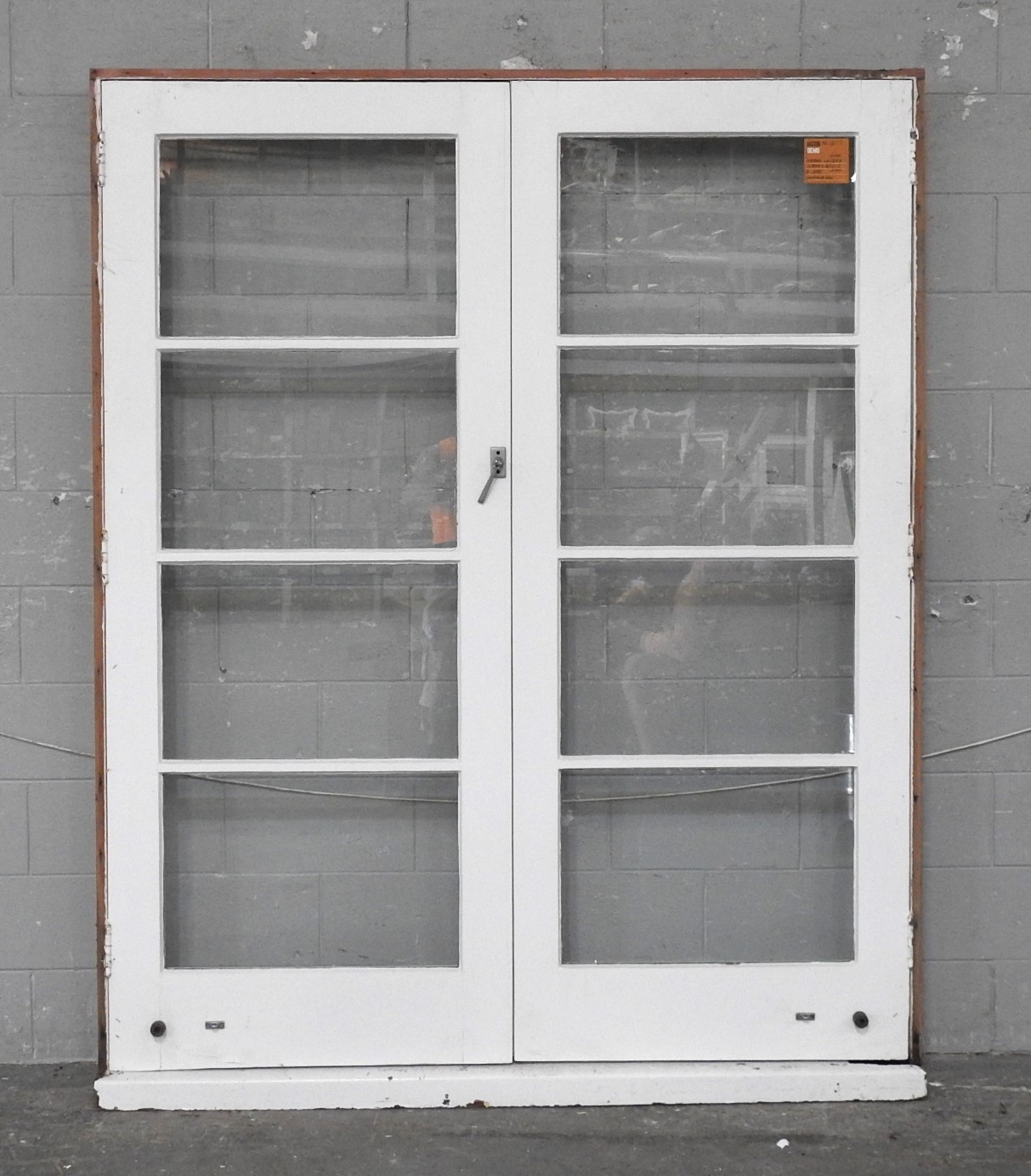 Wooden French 4-Light Doors Hung in Frame