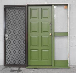 Wooden 8-Panel Entrance Door With Sidelight & Security Door