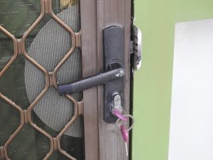 Wooden 8-Panel Entrance Door With Sidelight & Security Door