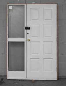 Wooden 8-Panel Entrance Door With Sidelight & Security Door