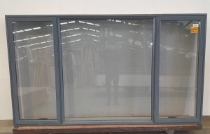 Denim blue aluminium twin awning window