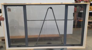 Denim blue aluminium twin awning window