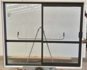 Mid bronze double glazed aluminium sliding door