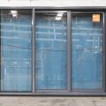 Denim Blue Aluminium Stacker Sliding Window Opens Right To Left
