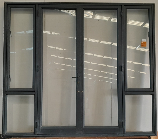 Denim blue aluminium French doors