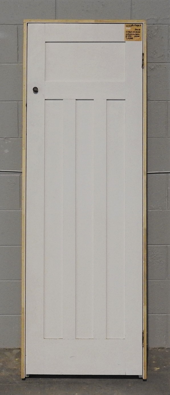 Wooden Bungalow 3 Panel Cupboard Door Hung in Frame