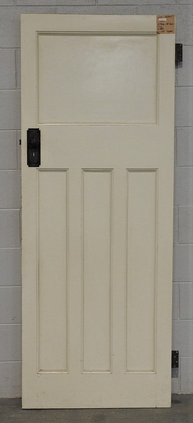 Wooden bungalow interior 3 panel door - opens in from left