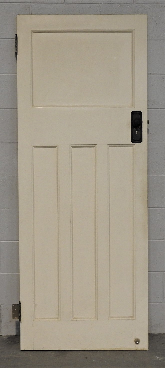 Wooden bungalow interior 3 panel door - opens in from left