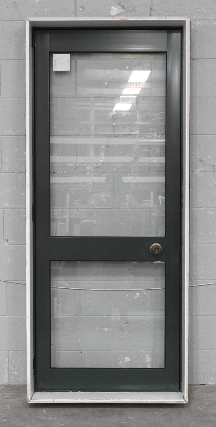 Permanent Green Aluminium Door - Opens In from Left