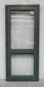 Permanent Green Aluminium Door - Opens Out from Right