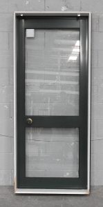 Permanent Green Aluminium Door - Opens Out from Right