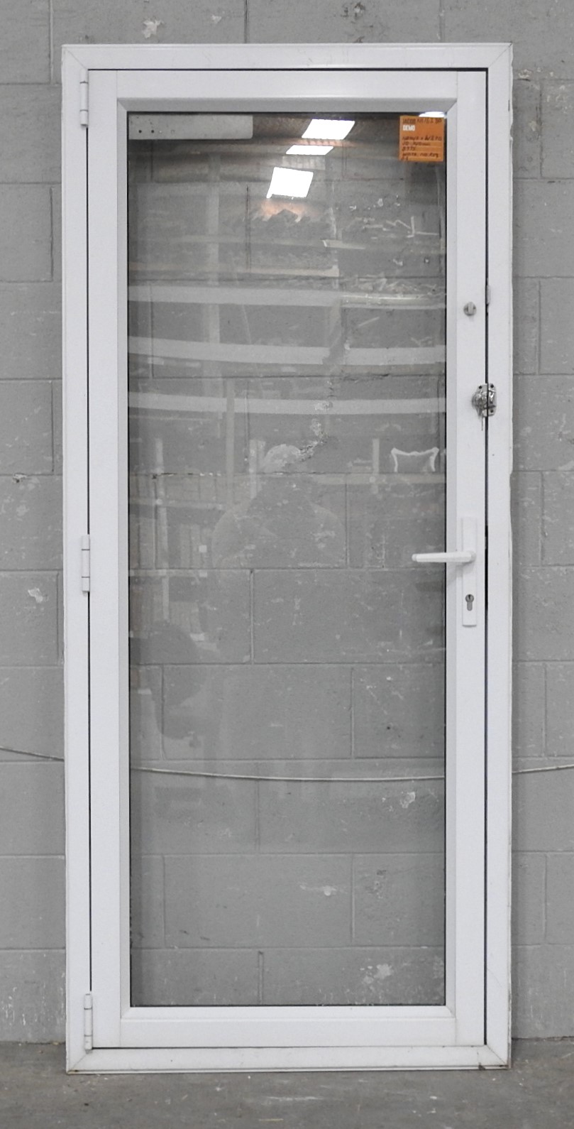 White Aluminium Door - Opens Out From Right